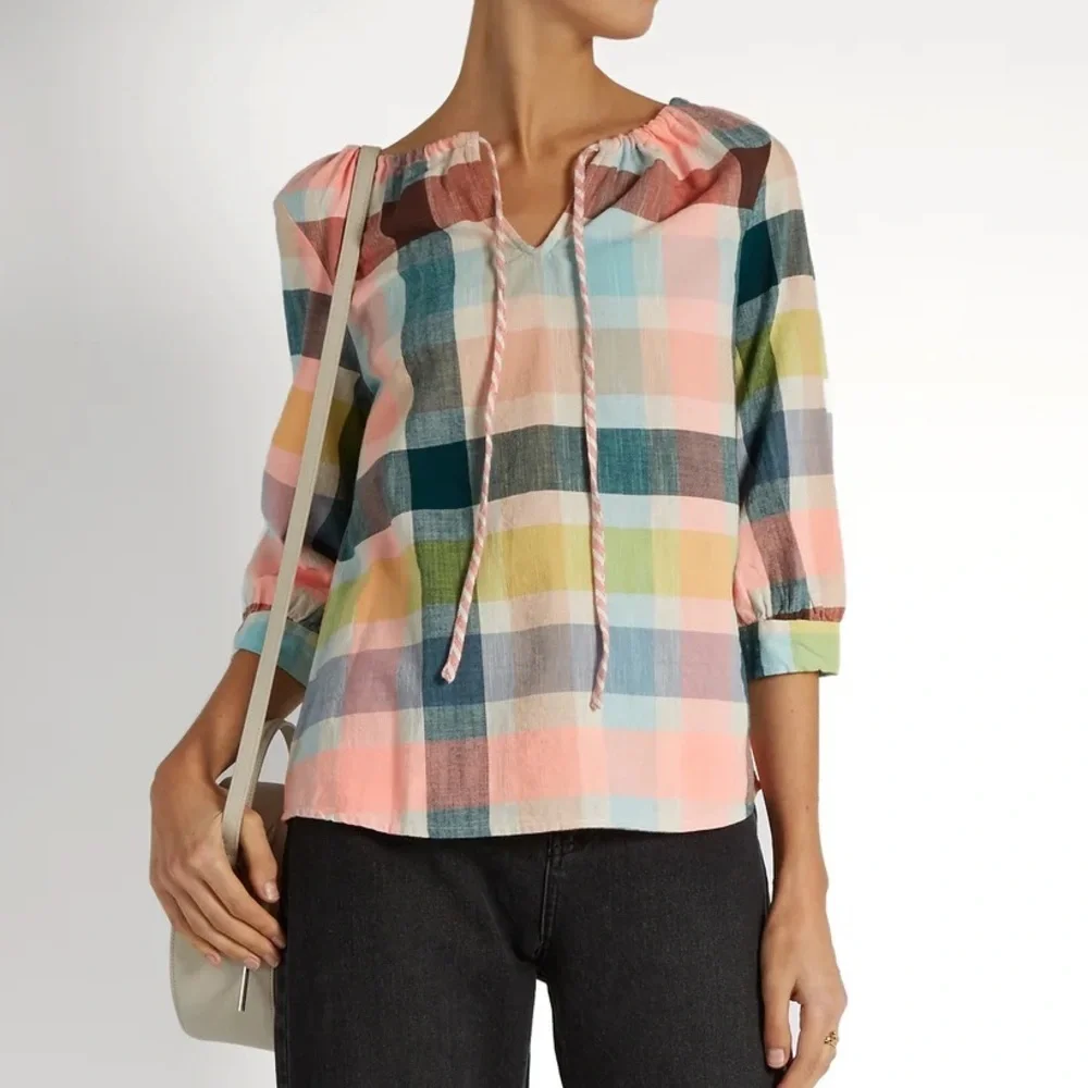 Ace & Jig Cotton Checked Rosa Top in Crown - Picture 2 of 6